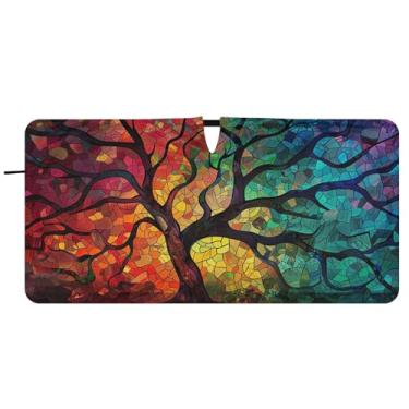 Imagem de Blueangle Para-brisa floresta cores psicodélicas - 149.9 cm x 76.2 cm dobrável carro janela frontal blocos para-sol raios UV viseira solar (521)