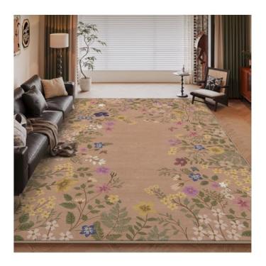 Imagem de HGTRH Tapetes de área para quarto, sala de estar, estilo boêmio, lavável, TPR antiderrapante, não grosso, pilha para sala de jantar, cozinha, escritório, 9 x 12FT