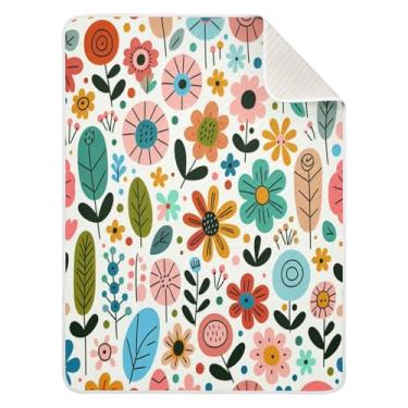 Imagem de Qilmy Cobertor de bebê confete floral 76 x 101 cm, cobertor infantil de algodão macio para meninos e meninas, cobertor leve e quente para bebês de berço, carrinho de bebê, soneca, recém-nascido