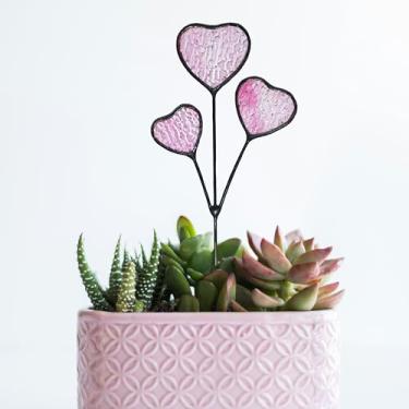 Imagem de Velasyart Protetor solar feito à mão com vitral para coração, decoração de plantas de jardim, decoração romântica para os amantes de plantas