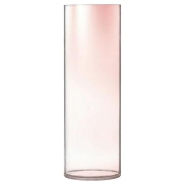 Imagem de JUZIHAI Vaso de cor rosa para flores 9,9 cm x 30 cm Cilindro de plástico moderno vaso de flores para centro de mesa de casamento decoração de casa