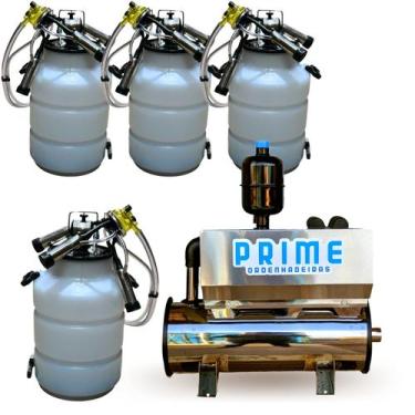 Imagem de Ordenhadeira Inox Balde Ao Pé Bv 600, Motor 2cv, 4 Conjuntos - PRIME, 