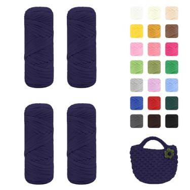 Imagem de Maxee Pacote com 4 fios de camiseta premium (200 g/75 m cada), fio de fita macia para crochê e tricô - cor intensiva e fácil de cuidar