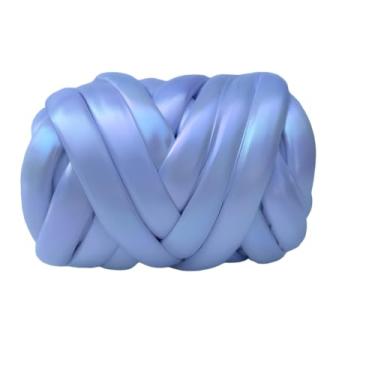 Imagem de Fio grosso metálico para tricô manual - 500 g fio de tubo de algodão de poliéster macio e elástico, tecido brilhante para tricô de braço, cobertores, cachecóis, decoração de casa (cor branca)