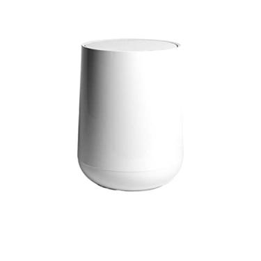 Imagem de Lixeira de empurrar lixeira banheiro cozinha sala de estar quarto caixote do lixo com tampa lata de lixo redonda, lixeira branca