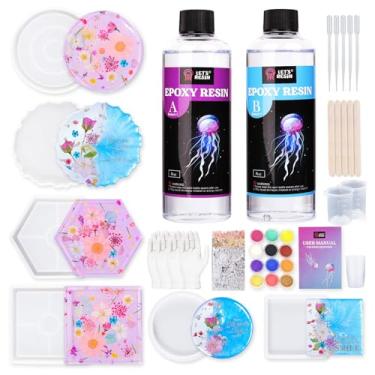 Imagem de LET'S RESIN Kit de porta-copos de 473 ml, kit de resina epóxi DIY com moldes e pó de mica, conjunto completo de artesanato para adultos, iniciantes, kit de presente de arte DIY ideal para adultos