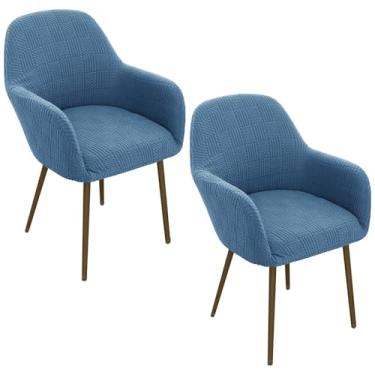 Imagem de Eco-Ancheng Capas de cadeira, costas curvadas, para cadeiras de jantar, com destaque, capas de poltrona, jacquard, giratória, 2 peças, capa para cadeira de escritório, sala de estar, vaidade, quarto