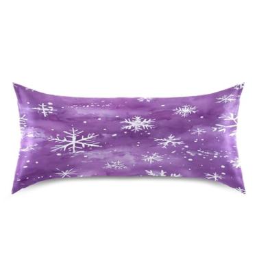 Imagem de Blueangle Fronha de cetim de floco de neve de inverno para cabelo e pele, fronha de seda, tamanho king (50,8 x 101,6 cm) - Capas de almofada de cetim refrescantes com fecho de envelope (301)
