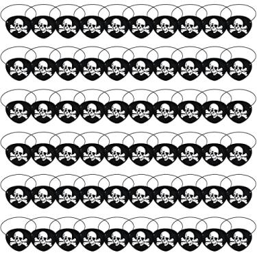 Imagem de Mototo 60 Peças De Tapa-Olhos Pirata Em Feltro Preto, Adesivo Caveira Com Ossos Cruzados, Acessórios Para Cosplay, Tema Festa Halloween E Natal