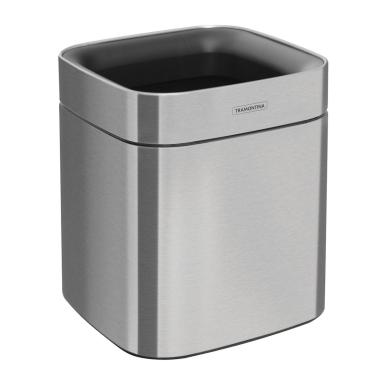 Imagem de Lixeira Square Aço Inox Acetinado Sem Tampa 8 Litros - Tramontina 94540/108