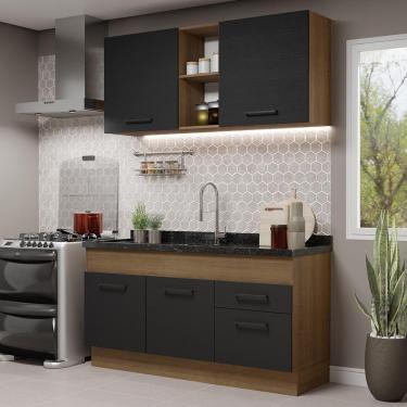 Imagem de Cozinha Compacta 150002 Com Armário E Balcão Rustic/Preto