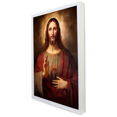 Imagem de Quadro Decorativo Jesus Cristo em Moldura Caixa - TaColado, 80 x 120cm