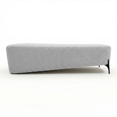 Imagem de Puff Recamier Decorativo Orgânico Lavie 140cm Premium Chenille Bouclê Prata - Abmaza