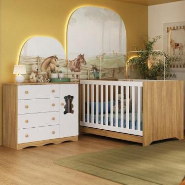 Imagem de Berço Americano 3 em 1 com Cômoda 1 Porta 4 Gavetas Doçura Multimóveis