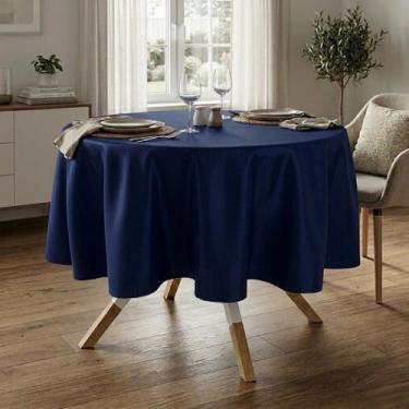 Imagem de Toalha de Mesa Redonda para Buffet em Oxford Azul Marinho, 3,10