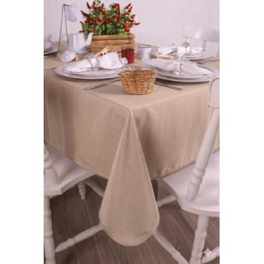Imagem de Toalha de Mesa Retangular em Oxford Bege Areia, 1,40 x 2,50