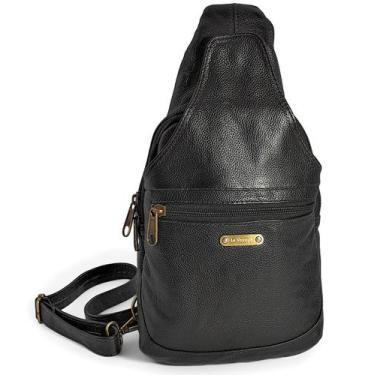 Imagem de Bolsa Transversal Masculina Couro Le Voyage Viagem Passeio, Preto