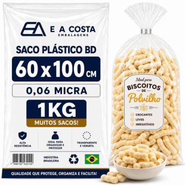 Imagem de 5 KG SACO PLÁSTICO BD 60x100 ESPESSURA 0,06 TRANSPARENTE - E A COSTA E
