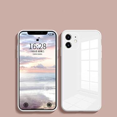 Imagem de Capa de telefone de vidro temperado para iPhone 13 12 11 Pro Max   Mini XS Max XR 8 7 6 Plus SE 2020 Capa de silicone, branca, para iPhone 13