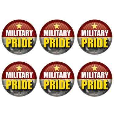 Imagem de Beistle 6 peças de broche de orgulho militar dos Estados Unidos para decorações patrióticas de 4 de julho, artigos e lembranças de festa do dia da independência, 5 cm, vermelho/cinza/amarelo/branco
