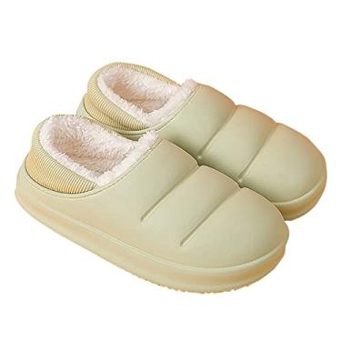 Imagem de Pantufas femininas aconchegantes de espuma viscoelástica para uso interno e externo para casa com forro de pelúcia para uso interno/externo com sola de borracha
