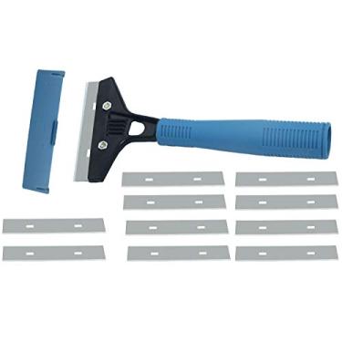 Imagem de Raspador de lâmina portátil Vincilee de aço inoxidável com lâmina retrátil raspador de metal utilitário com 10 peças de lâminas de aço inoxidável para ferramenta de limpeza de chão e parede
