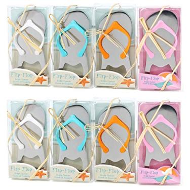 Imagem de OnePlace Gifts Pacote com 10 lembrancinhas de casamento personalizadas, abridor de garrafa para homens e mulheres, chinelo Pop the Top chinelo abridor de garrafa para damas de honra, lembrancinhas de chá de bebê (cores sortidas)