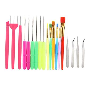 Imagem de Kit de pincéis para assar, ferramenta de decoração de bolos, agulha de fondant, ferramenta de de goma de cor brilhante, 17 peças para fazer biscoitos, bolos, chocolate, pasta