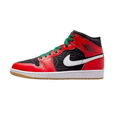 Imagem de Nike Tênis masculino Air Jordan 1 Mid SE, Preto/Branco/Malaquita/Vermelho Fogo, 39