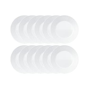 Imagem de Conjunto de Pratos Rasos Duralex Saturno em Vidro 26 cm Branco – 12 Peças