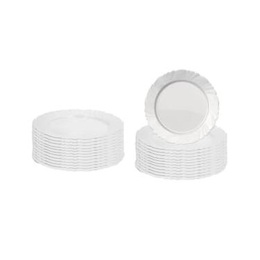 Imagem de Conjunto de Pratos Rasos Duralex Pétala em Vidro 25,5 cm Branco – 24 Peças