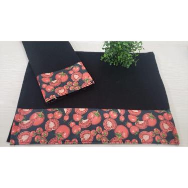 Imagem de Pano De Prato Guardanapo Black 2 Peças Barrado Estampado