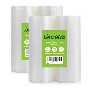 Imagem de ! VacYaYa pacote com 6 rolos de 20,3 x 50,8 cm e 28 x 50,8 cm (3 rolos) Vedação de alimentos com selador a vácuo de refeição Sacos de máquina de armazenamento para economizar alimentos e Sous Vide, sem BPA e aprovado pela FDA (total de 120 pés), Branco, 4Pack 8X50
