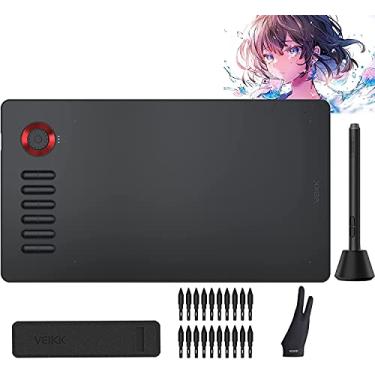 Imagem de VEIKK A15Pro Mesas Digitalizadoras, Tablet com 12 teclas de atalho, 1 mostrador rápido e caneta passiva sem bateria, suporta função de inclinação, para Mac, Windows, Linux e Android OS