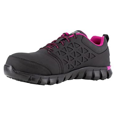 Imagem de Reebok Sapato feminino para trabalho atlético com bico de segurança e amortecimento Sublite Industrial, Preto, 5.5