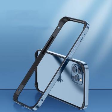 Imagem de Capa amortecedora de alumínio de aviação leve para iPhone 13 12 11 14 15 Pro Max 15Pro X XR XS 7 8 6 Plus Acessórios de moldura de silicone de luxo, Sierra Blue BK, para iPhone11 Pro Max