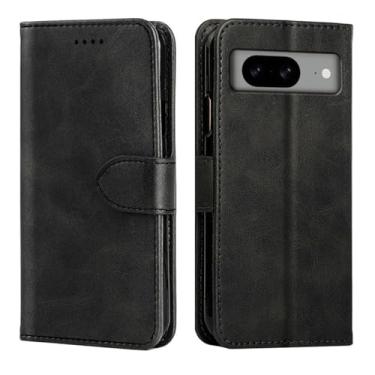 Imagem de UPONEW Capa protetora de couro preto à prova de choque para Google Pixel 8