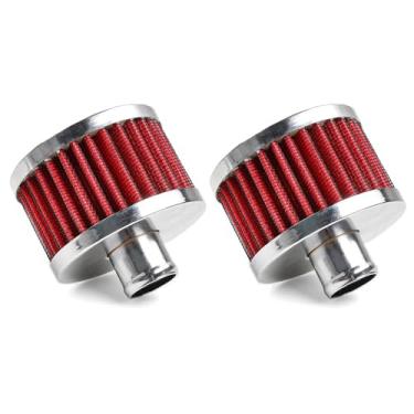 Imagem de MUGE RACING Filtro de ar para carro de 23 mm filtro universal de entrada de ar frio filtro de respiração de tampa de válvula de ventilação de alto fluxo (vermelho - 2 peças)