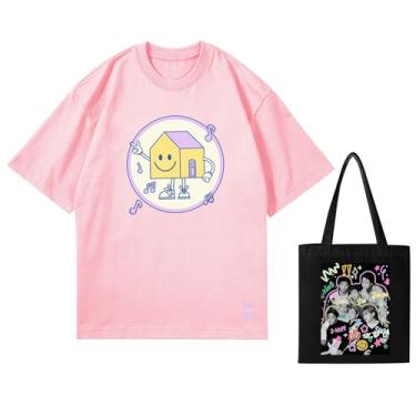 Imagem de Camiseta K-pop de 10º aniversário + bolsa de lona, camisetas soltas unissex 2023 camisetas estampadas com suporte de mercadoria camiseta de algodão, D rosa, GG