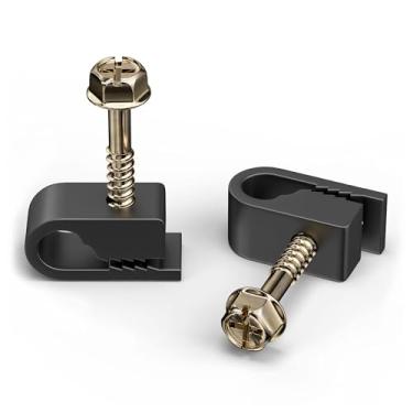Imagem de THE CIMPLE CO Clipes de arame, clipe de parede de cabo único, coaxial, Cat6, fio elétrico, Ethernet, fixador de parafuso de 6 mm, pacote com 100, preto