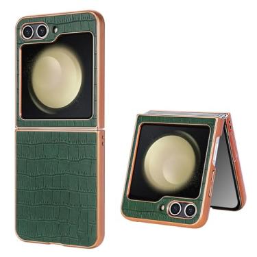 Imagem de Capa de couro com padrão de crocodilo de luxo para Samsung Galaxy Z Flip 6 5 4 3 Flip 5, verde, para Samsung W25Flip
