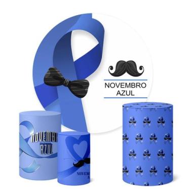 Imagem de Trio Capas Cilindro + Painel Redondo 1,50m Novembro Azul - Fadrix, K1N
