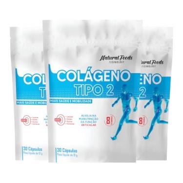 Imagem de Kit 3x Colageno Tipo 2 Vitaminas Joelho Articulação Collagen Type 2 Refil 30 Cáps Não Desnaturado Proteina 40 mg Rende 90 Doses + Vitamina B1 B2 B6 B12 C E D3 Matéria Prima Importada - Natural Foods