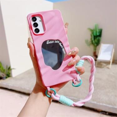 Imagem de Capa de telefone com cordão de onda 3D espelhada para Samsung Galaxy A05 A05S A55 A15 A35 A25 A14 A04 A04E Capa traseira de silicone TPU macio, rosa, para Samsung A14