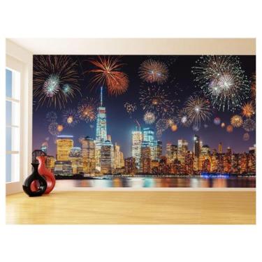 Imagem de Papel De Parede Prédios Noite Fogos Artifício 3,5M Ncd382 - Você Decor