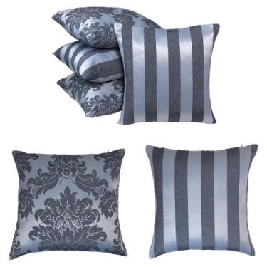 Imagem de Kit 4 Capas de almofada Jacquard Medalhão/Listrado 45 X 45 - MUMUDECOR