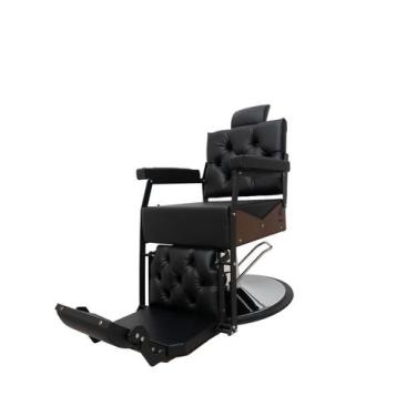 Imagem de Cadeira Poltrona Montana Retrô Para barbeiro e salões Preto - moveis e