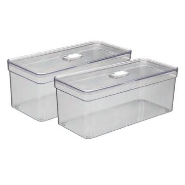 Imagem de Jogo 2 Organizadores Elegance Retangular Com Tampa Resistente - PLASTU