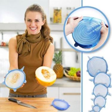 Imagem de Kit 6 Tampas Extensíveis E Maleáveis De Silicone - Bc Bora Colega Shop