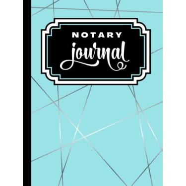 Imagem de Hardcover Notary Journal: 8.5x11 Large Notarial Logbook/With 200 Numbered Pages - Two Record Logs Per Page / 400 Records/Ledger Book Gift For ... / Silver Stripe Art Pattern on Teal Blue Aqua